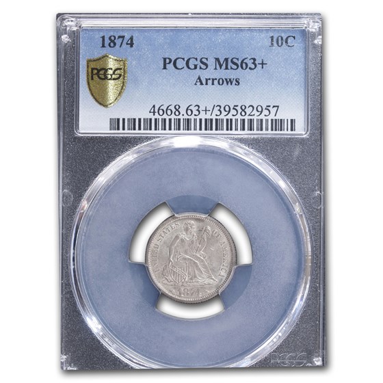 1874 Liberty Seated Dime MS-63+ PCGS 1874 Liberty Seated Dime MS-63+ PCGS