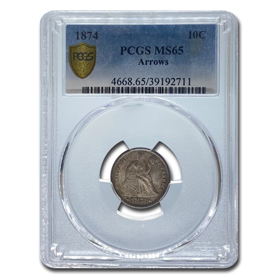 1874 Liberty Seated Dime MS-65 PCGS (Arrows)