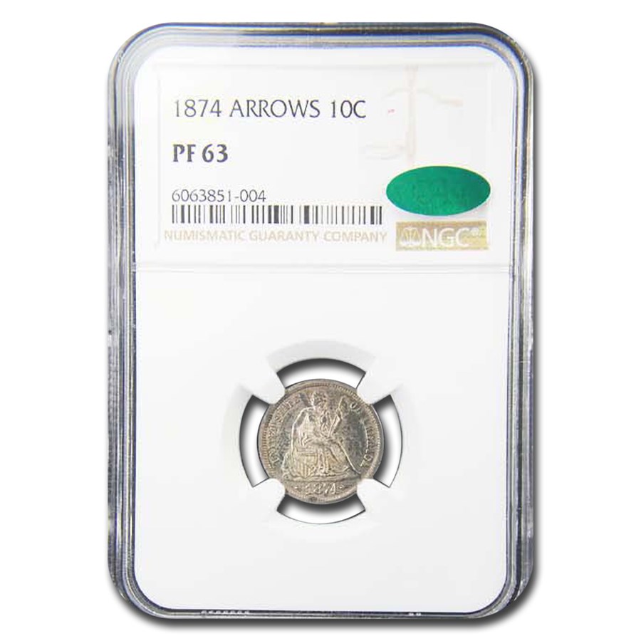 1874 Liberty Seated Dime PF-63 NGC CAC