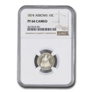 1874 Liberty Seated Dime PF-66 Cameo NGC (Arrows) 1874 Liberty Seated Dime PF-66 Cameo NGC (Arrows)