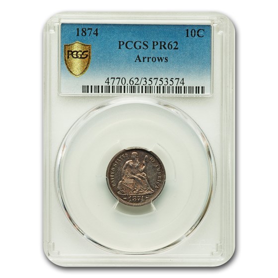 1874 Liberty Seated Dime PR-62 PCGS (Arrows) 1874 Liberty Seated Dime PR-62 PCGS (Arrows)