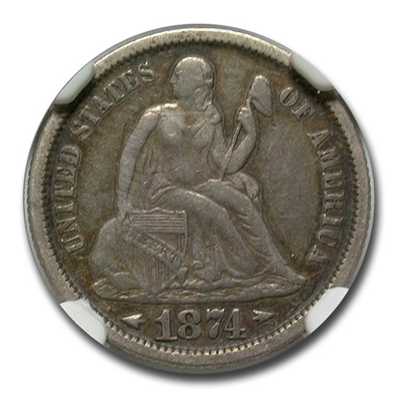 1874 Liberty Seated Dime VF-35 NGC (Arrows) 1874 Liberty Seated Dime VF-35 NGC (Arrows)