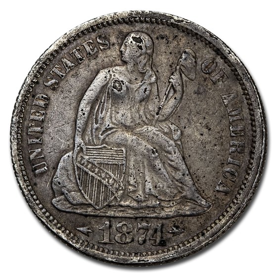 1874 Liberty Seated Dime XF (Arrows, Details) 1874 Liberty Seated Dime XF (Arrows, Details)