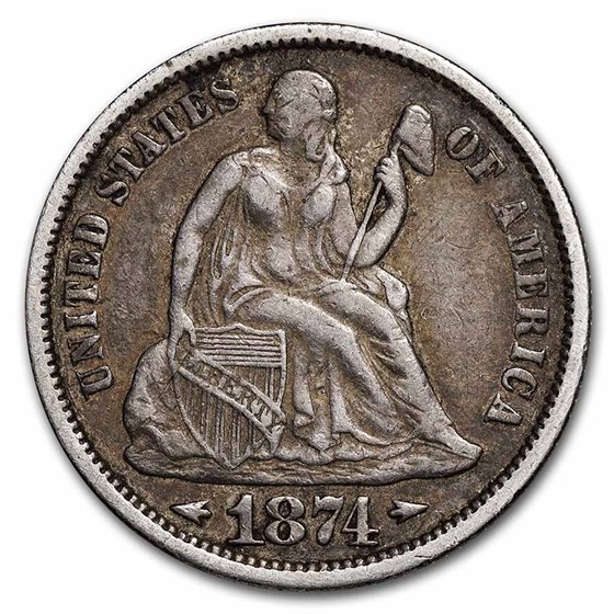 1874 Liberty Seated Dime XF 1874 Liberty Seated Dime XF