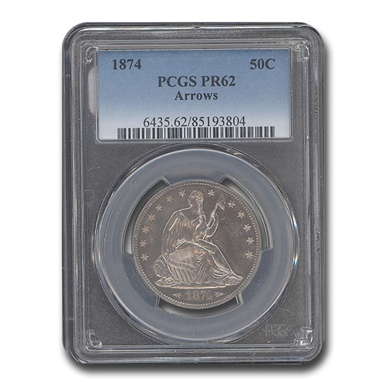 1874 Liberty Seated Half Dollar PR-62 PCGS (Arrows) 1874 Liberty Seated Half Dollar PR-62 PCGS (Arrows)
