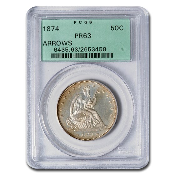 1874 Liberty Seated Half Dollar PR-63 PCGS (Arrows) 1874 Liberty Seated Half Dollar PR-63 PCGS (Arrows)