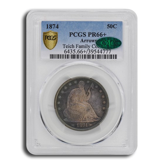 1874 Liberty Seated Half Dollar PR-66+ PCGS CAC (Arrows) 1874 Liberty Seated Half Dollar PR-66+ PCGS CAC (Arrows)