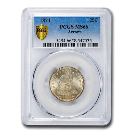 1874 Liberty Seated Quarter MS-66 PCGS (Arrows) 1874 Liberty Seated Quarter MS-66 PCGS (Arrows)