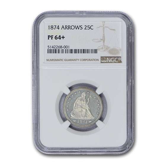 1874 Liberty Seated Quarter PF-64+ NGC (Arrows) 1874 Liberty Seated Quarter PF-64+ NGC (Arrows)