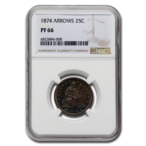 1874 Liberty Seated Quarter PF-66 NGC (Arrows) 1874 Liberty Seated Quarter PF-66 NGC (Arrows)