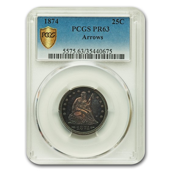 1874 Liberty Seated Quarter PR-63 PCGS (Arrows) 1874 Liberty Seated Quarter PR-63 PCGS (Arrows)
