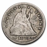 1874 Liberty Seated Quarter VG