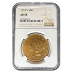 1874-S $20 Liberty Gold Double Eagle AU-58 NGC