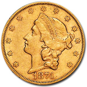 1874-S $20 Liberty Gold Double Eagle AU