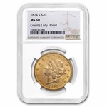 1874-S $20 Liberty Gold Double Eagle MS-60 NGC