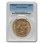 1874-S $20 Liberty Gold Double Eagle MS-60 PCGS