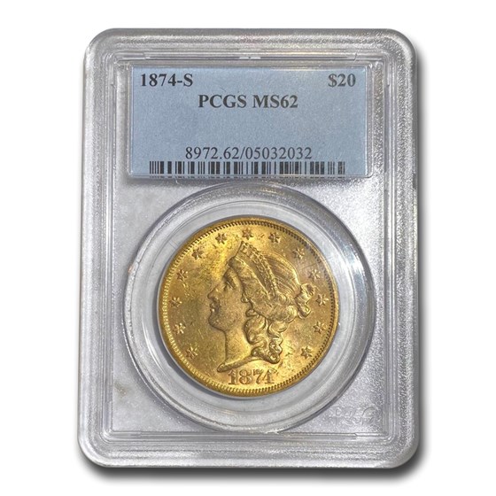 1874-S $20 Liberty Gold Double Eagle MS-62 PCGS 1874-S $20 Liberty Gold Double Eagle MS-62 PCGS