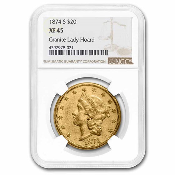 1874-S $20 Liberty Gold Double Eagle XF-45 NGC 1874-S $20 Liberty Gold Double Eagle XF-45 NGC