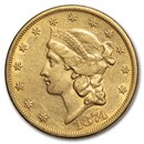1874-S $20 Liberty Gold Double Eagle XF