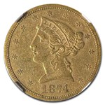 1874-S $5 Liberty Gold Half Eagle AU-55 NGC