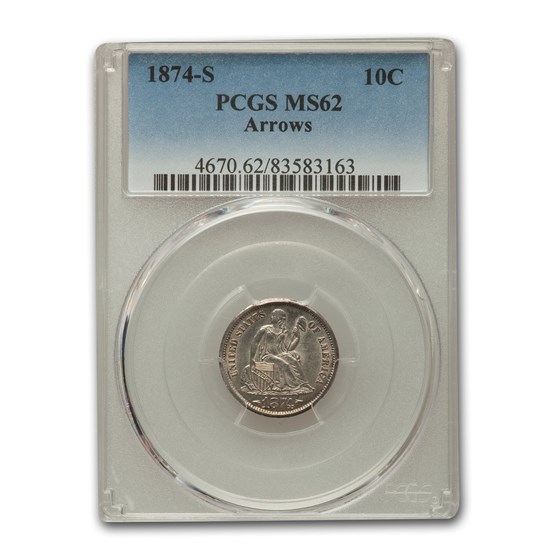1874-S Liberty Seated Dime MS-62 PCGS (Arrows) 1874-S Liberty Seated Dime MS-62 PCGS (Arrows)