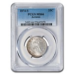 1874-S Liberty Seated Quarter MS-66 PCGS (Arrows)