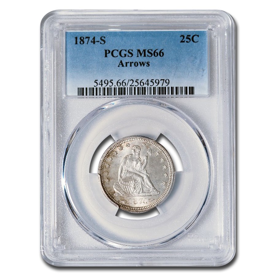 1874-S Liberty Seated Quarter MS-66 PCGS (Arrows)