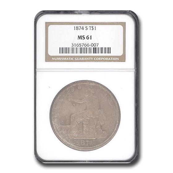 1874-S Trade Dollar MS-61 NGC 1874-S Trade Dollar MS-61 NGC