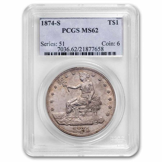 1874-S Trade Dollar MS-62 PCGS 1874-S Trade Dollar MS-62 PCGS