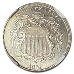 1874 Shield Nickel MS-66 NGC