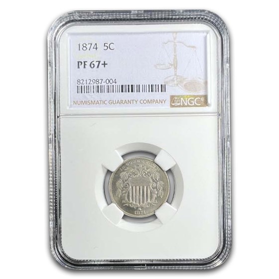 1874 Shield Nickel PF-67+ NGC