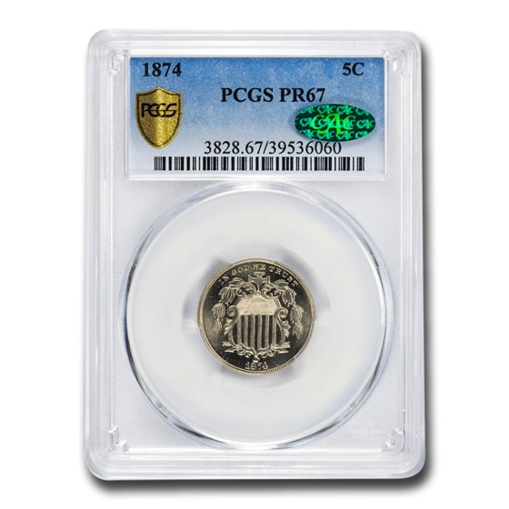 1874 Shield Nickel PR-67 PCGS CAC 1874 Shield Nickel PR-67 PCGS CAC