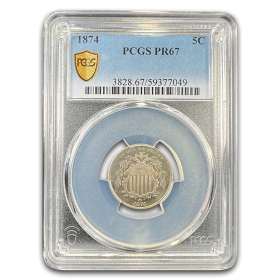 1874 Shield Nickel PR-67 PCGS
