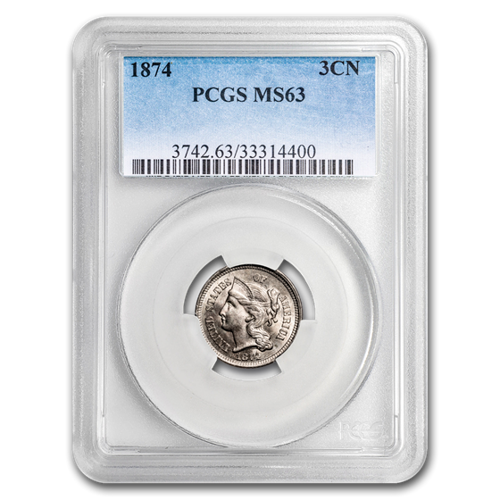1874 Three Cent Nickel MS-63 PCGS 1874 Three Cent Nickel MS-63 PCGS