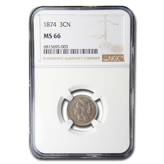 1874 Three Cent Nickel MS-66 NGC