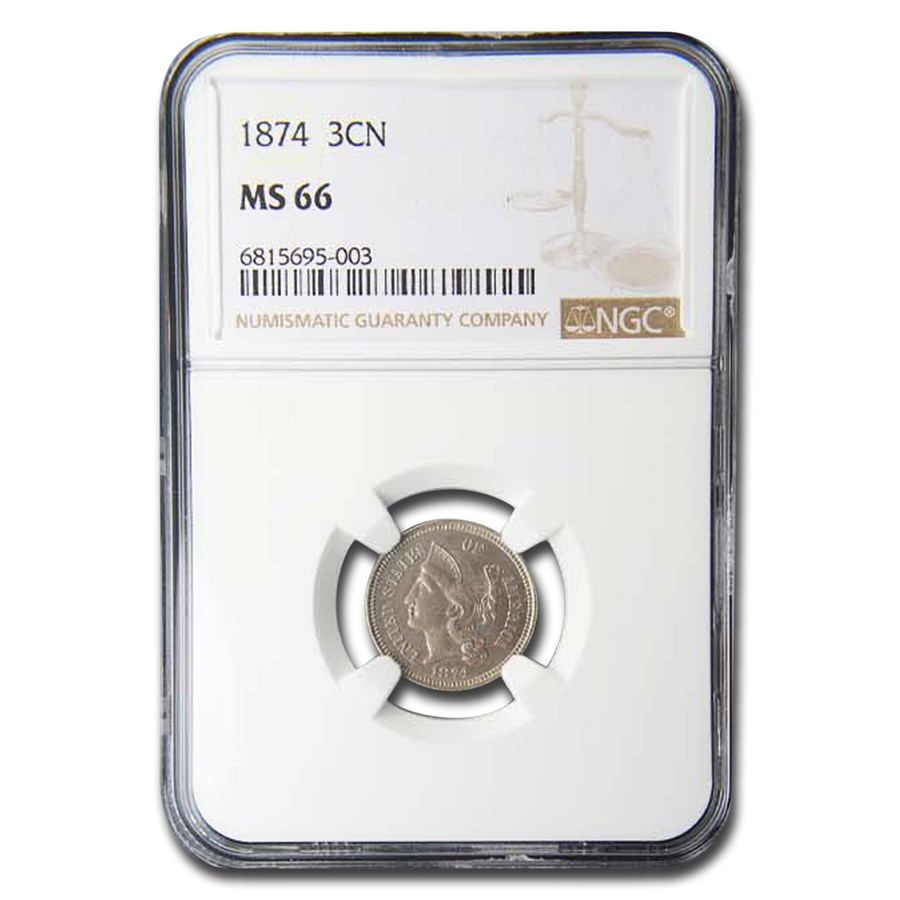 1874 Three Cent Nickel MS-66 NGC