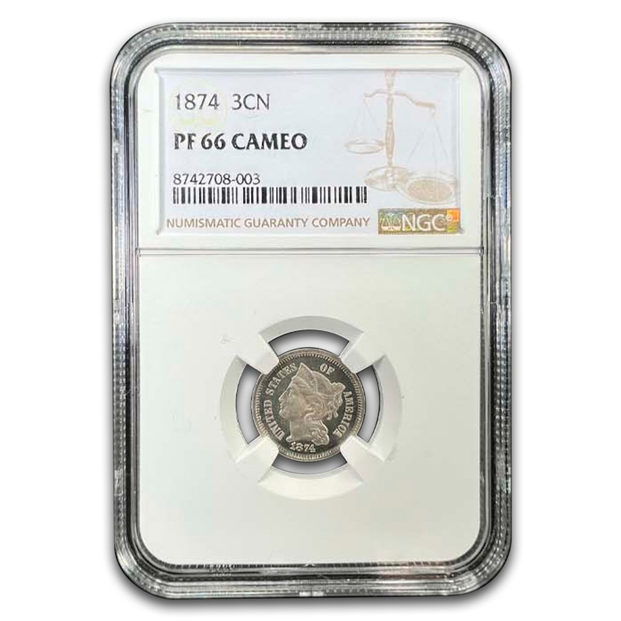 1874 Three Cent Nickel PF-66 Cameo NGC