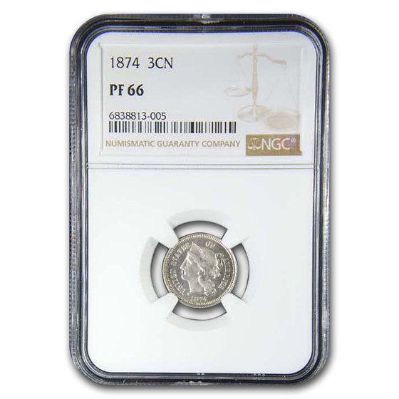 1874 Three Cent Nickel PF-66 NGC 1874 Three Cent Nickel PF-66 NGC