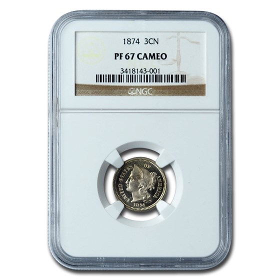 1874 Three Cent Nickel PF-67 Cameo NGC 1874 Three Cent Nickel PF-67 Cameo NGC