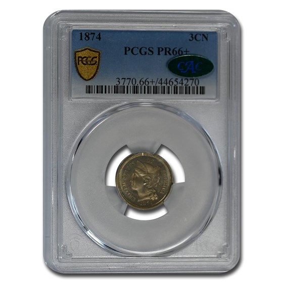 1874 Three Cent Nickel PR-66+ PCGS CAC