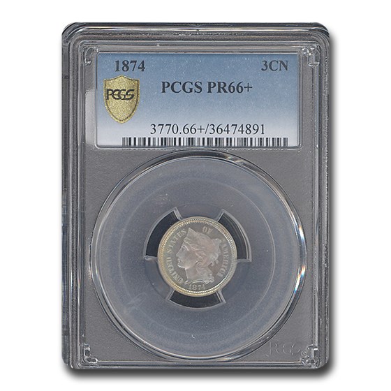 1874 Three Cent Nickel PR-66+ PCGS 1874 Three Cent Nickel PR-66+ PCGS