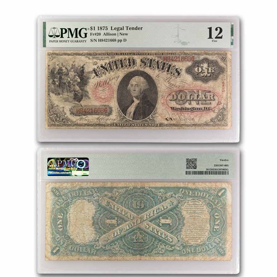 1875 $1.00 Legal Tender George Washington F-12 PMG (Fr#20) 1875 $1.00 Legal Tender George Washington F-12 PMG (Fr#20)