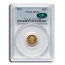 1875 $1 Indian Head Gold MS-62 PCGS CAC