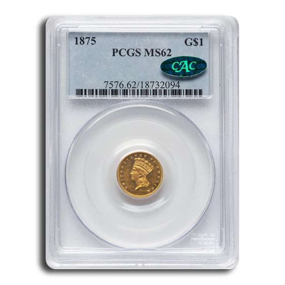 1875 $1 Indian Head Gold MS-62 PCGS CAC