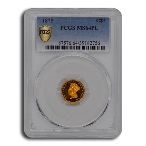 1875 $1 Indian Head Gold MS-64 PCGS (PL) 1875 $1 Indian Head Gold MS-64 PCGS (PL)