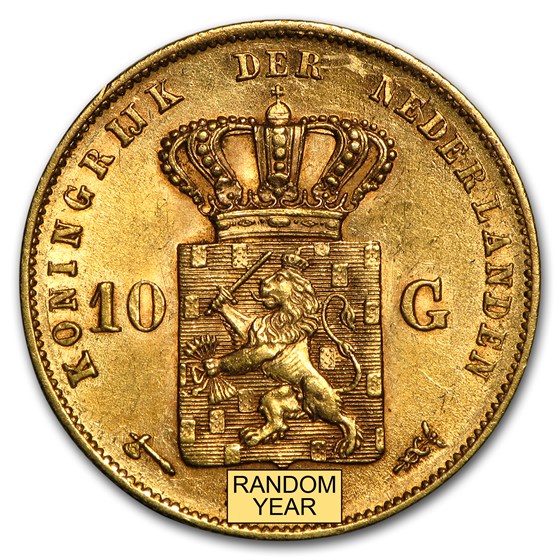 1875-1889 Netherlands Gold 10 Gulden Willem III AU