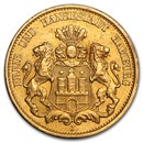 1875-1913 Germany Gold 20 Marks Hamburg AU