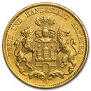 1875-1913 Germany Gold 20 Marks Hamburg Avg Circ