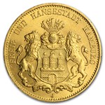 1875-1913 Germany Gold 20 Marks Hamburg BU
