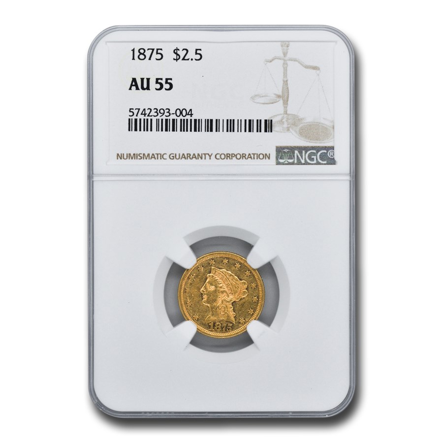 1875 $2.50 Liberty Gold Quarter Eagle AU-55 NGC